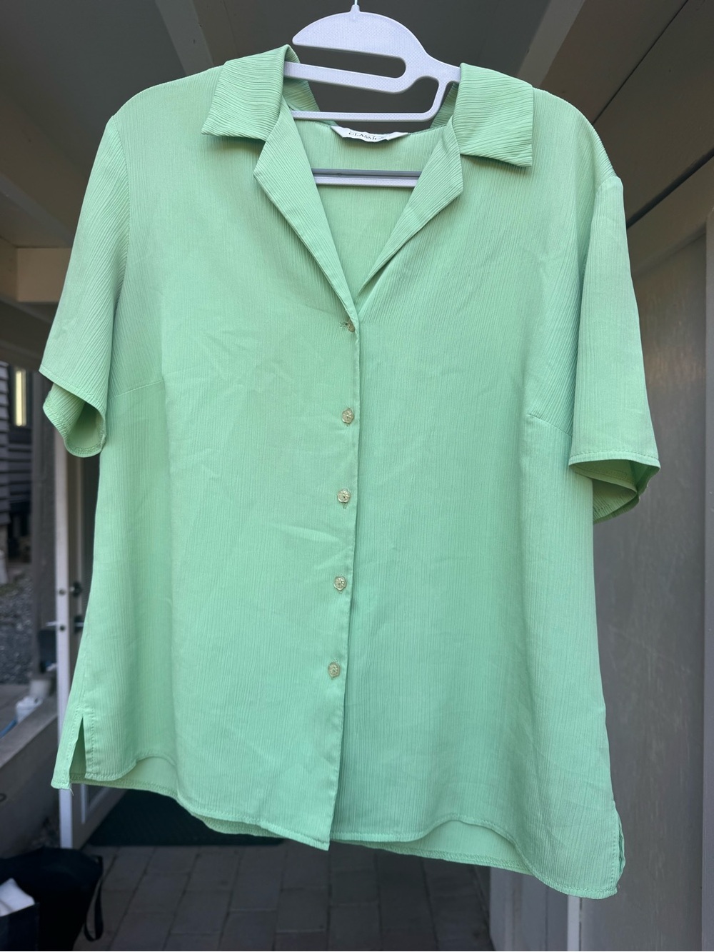 Classic Light Green Short-Sleeve Button-Down Shirt